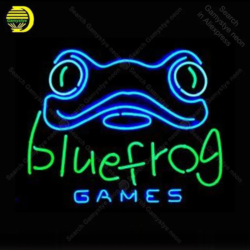 

Neon Sign for Frog Games Advertise Neon Tube sign glass handcraft Decor wall game Room Naon Sign light lamp Letrero Trade mark