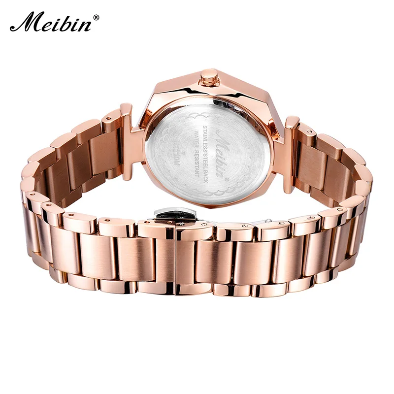 

2018 Meibin Fashion Women Quartz Watch Luxury Stainless Steel Leather Lady Casual Wristwatch Dress Clock Relogio Feminino Gifts