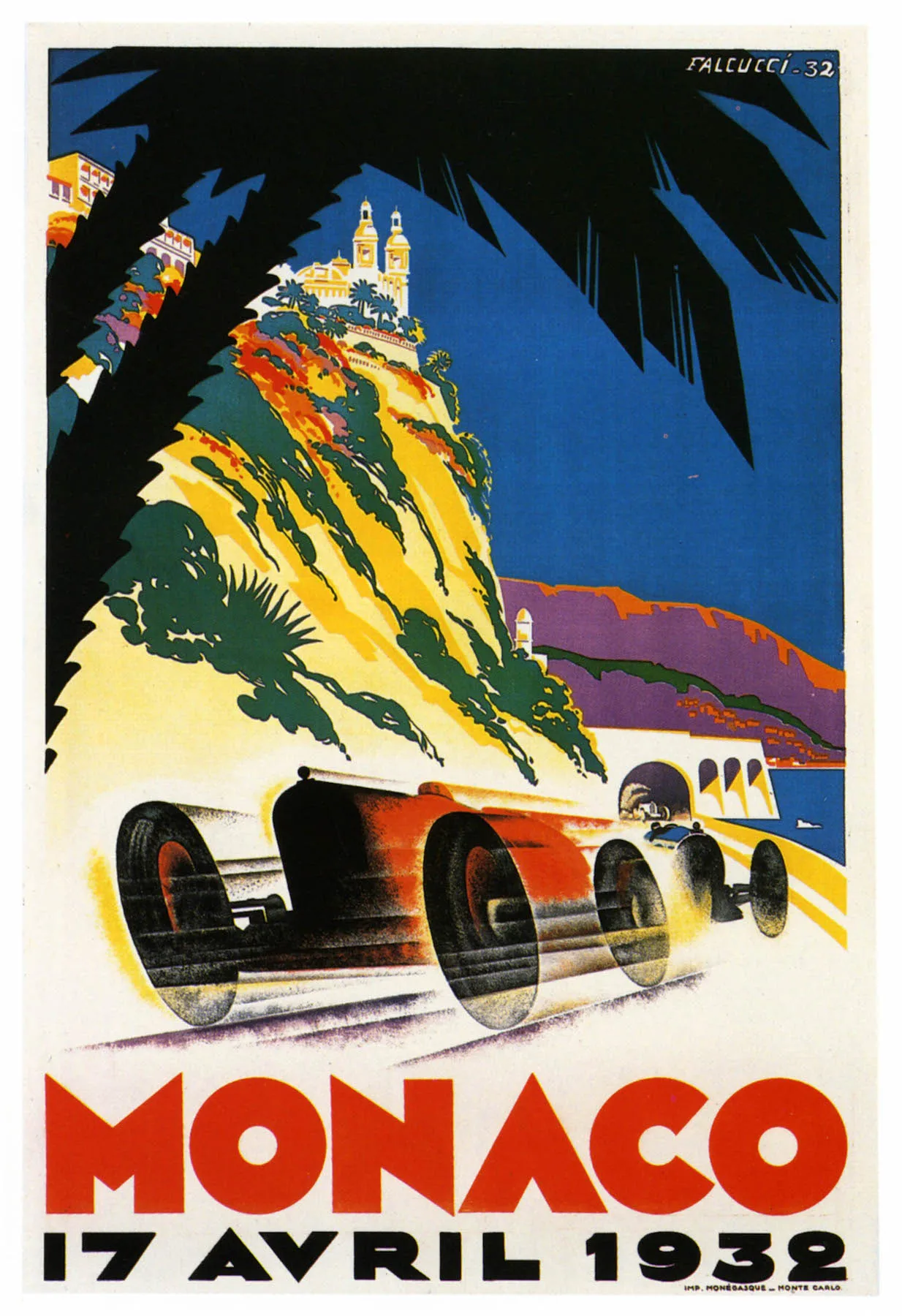 Винтажный рекламный плакат Авто ралли 1932 Monaco классические холщовые картины