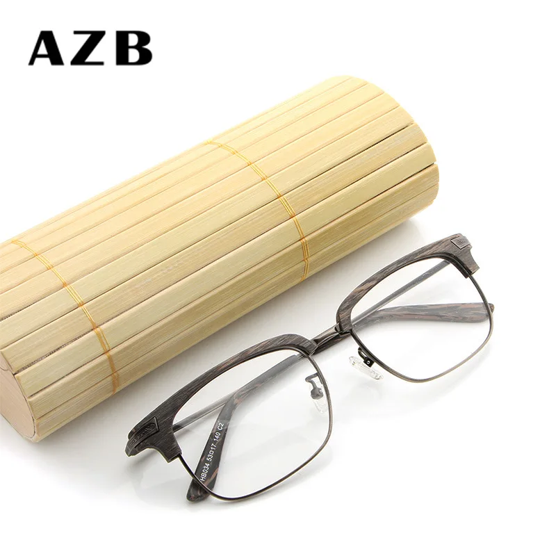 AZB, винтажные очки с прозрачными линзами, деревянная оправа для очков, для женщин и мужчин, очки для близорукости, оправа, деревянная, компьютерная, для чтения, простая оправа