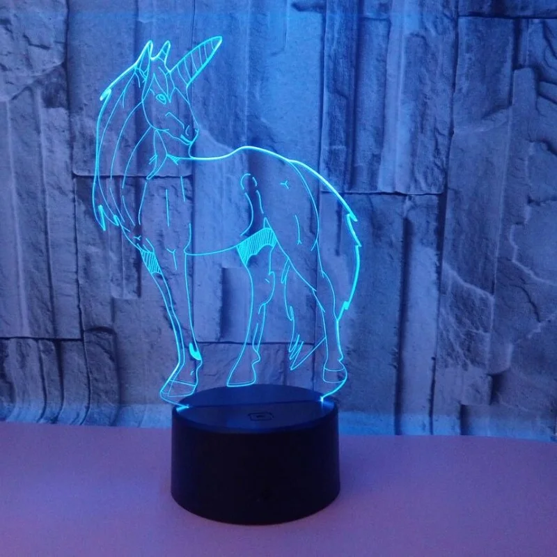 

3D visual heavenly horse Multi-colored Acrylic Light Creative gift Home Furnishing 7 color change Desktop Decoration