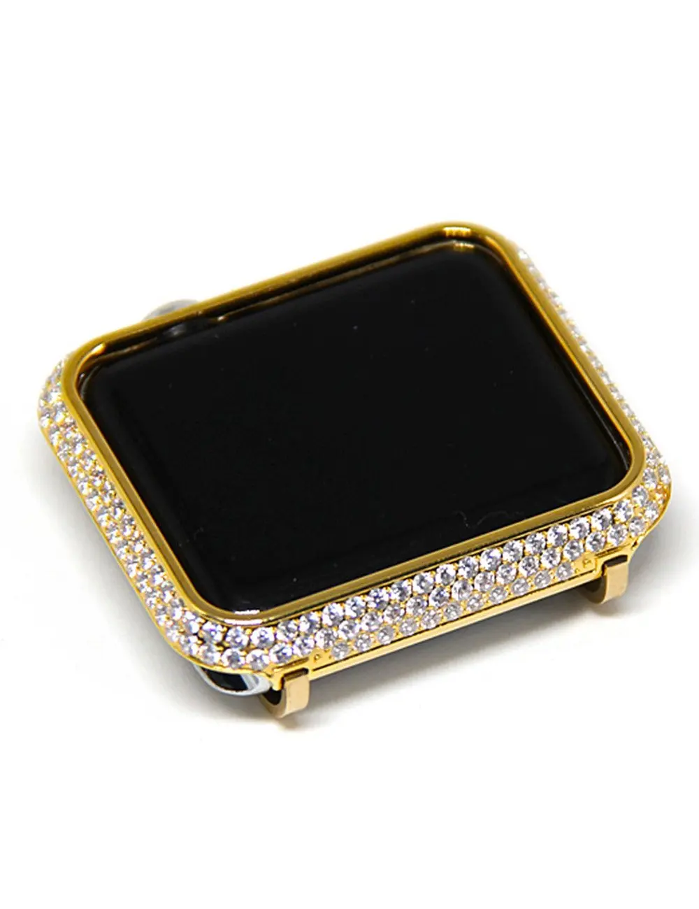 gold Роскошный чехол со стразами+ ремешок из нержавеющей стали для Apple Watch Series 5 4 3 2 1, браслет iWatch 38 мм 42 мм 40 мм 44 мм для женщин - Цвет ремешка: gold