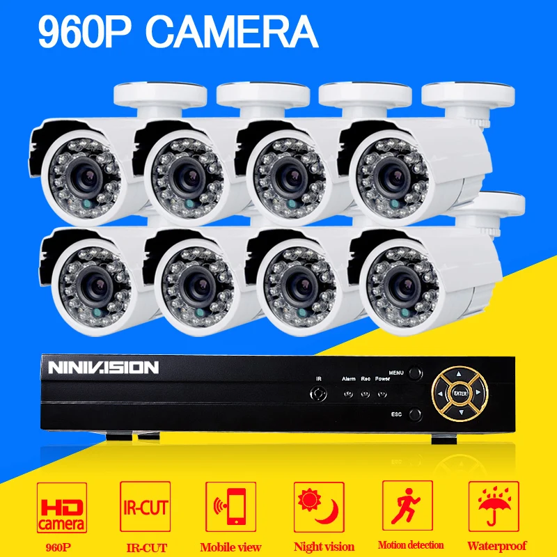 8 КАНАЛЬНЫЙ 1080 P HDMI DVR Система ВИДЕОНАБЛЮДЕНИЯ ШТ. 960 1.3MP ИК Водонепроницаемая