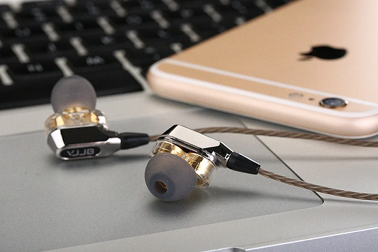 VJJB V1S Hi-Fi наушники-вкладыши металлические наушники с супер басами вкладыши с микрофоном двойной круг сабвуфер наушники для контроля звучания