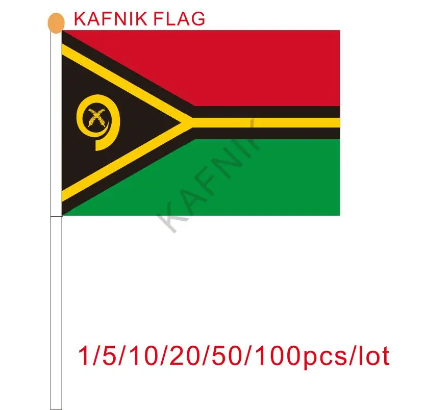 

KAFNIK ,10/20/50/100pcs Vanuatu Small Flags 14*21CM with Plastic Hand Held