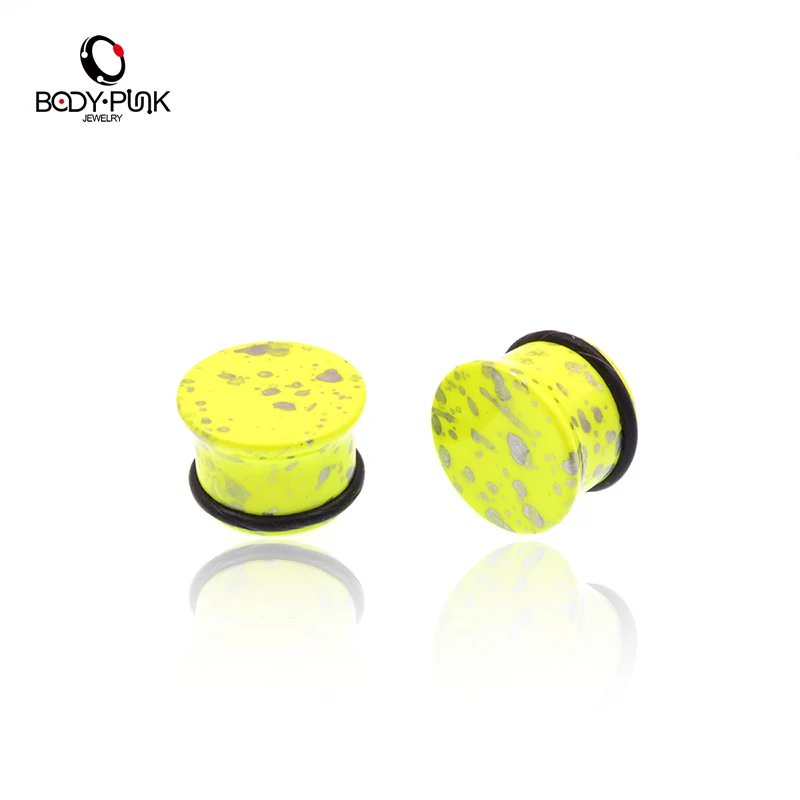 1 пара желтые ушные пробки и туннели для плоти растягивающие манометры