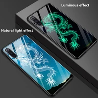 luminous tempered glass case for xiaomi mi 9 soft silicone frame back cover for xiaomi mi9 mi 9 se 9t pro mi8 lite phone cases