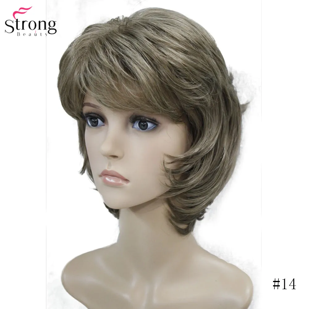 StrongBeauty, Женский синтетический парик, короткие волосы, Рыжий/блонд, натуральные парики, монолитные слоистые прически - Цвет: 14