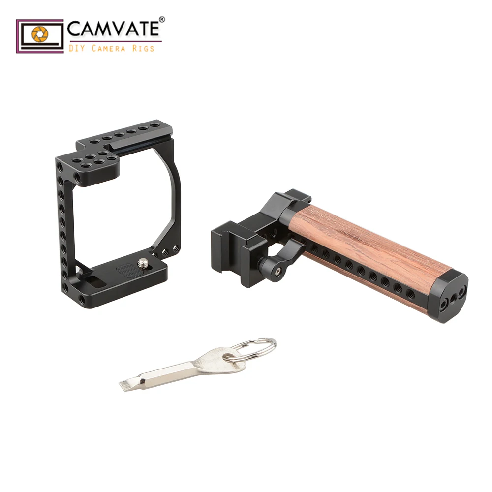 Камера CAMVATE с быстросъемной деревянной ручкой для Sony A6000/ A6300/ A6400/ A6500/ A6600/Canon Powershot