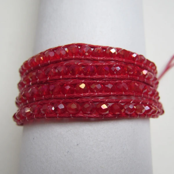 Бесплатная доставка! Рождественский браслет с красным граненым кристаллом и