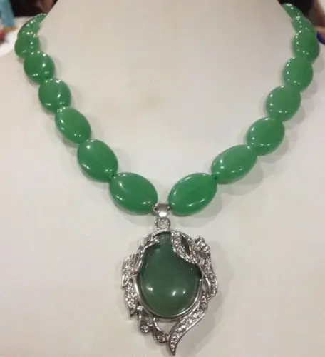 Fast SHIPPING Stunning pretty natural green jade beads necklace 18&quot (A0325) | Украшения и аксессуары