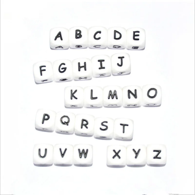26 шт./лот силиконовые бусины с буквами Детские Прорезыватели для имени на соска