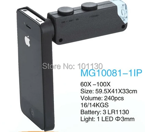 Зум Монокуляр Карманный микроскоп Ручной Лупа LED увеличительное стекло для iPhone4