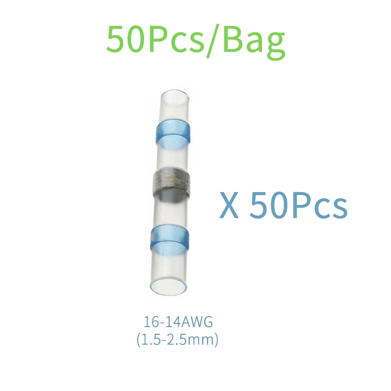50Pcs Blue-Bag 50 100 200 250 шт Термоусадочные Припоя рукава стыковые провода соединитель водонепроницаемый терминалы набор для автомобиля Авто Лодка дом - Цвет: 50Pcs Blue-Bag