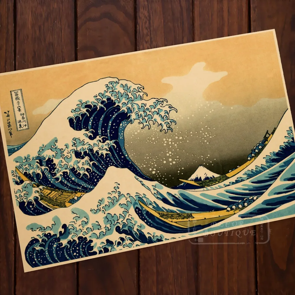 The Great Wave off Kanagawa бумажная комната винтажная декоративная крафт бумага Постер