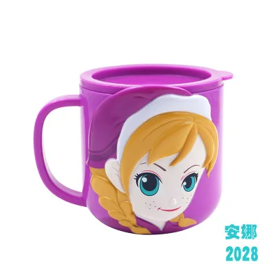 White Disney Children's Covered Baby Cup Milk Cup Mouth Cup 3D Cute Handle Baby Drinking Cup - Color: White