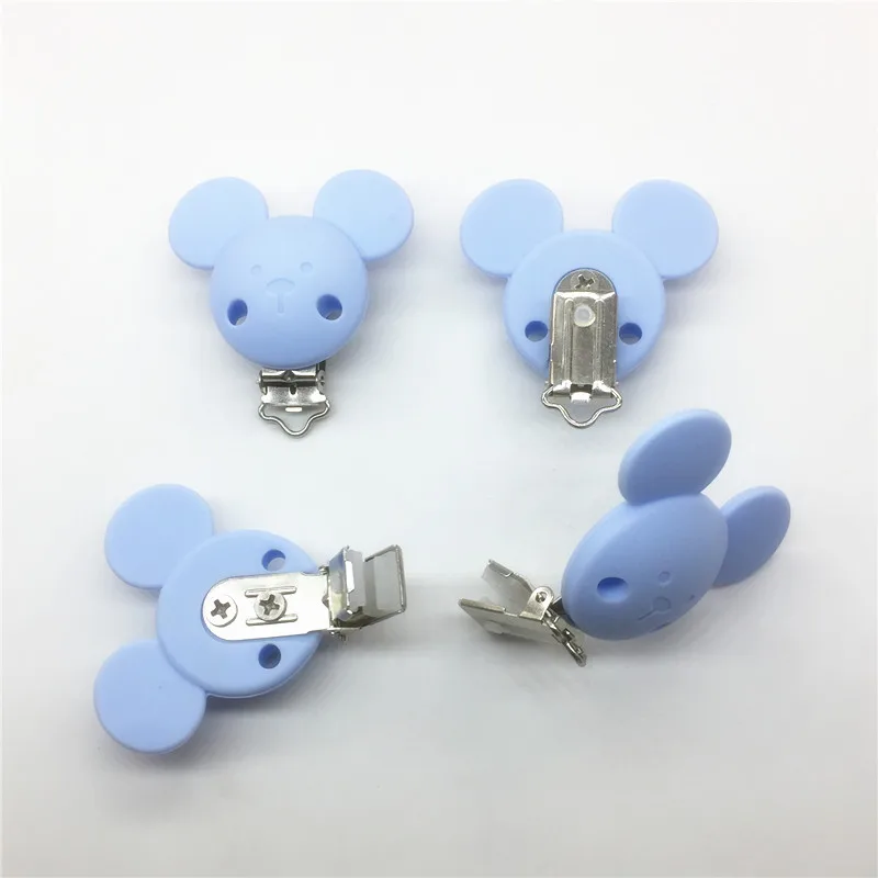 Chenkai 10pcs BPA Free Silicone Mouse Clips DIY Baby Teether Pacifier Dummy Montessori Sensory Jewelry Holder Chain Mickey Clips