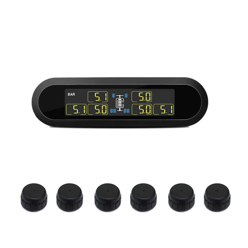 Автомобильная система контроля давления в шинах TPMS, Супер lcd, универсальная, для 6 колес, автобуса, микроавтобуса, с 6 датчиками, давление в шинах