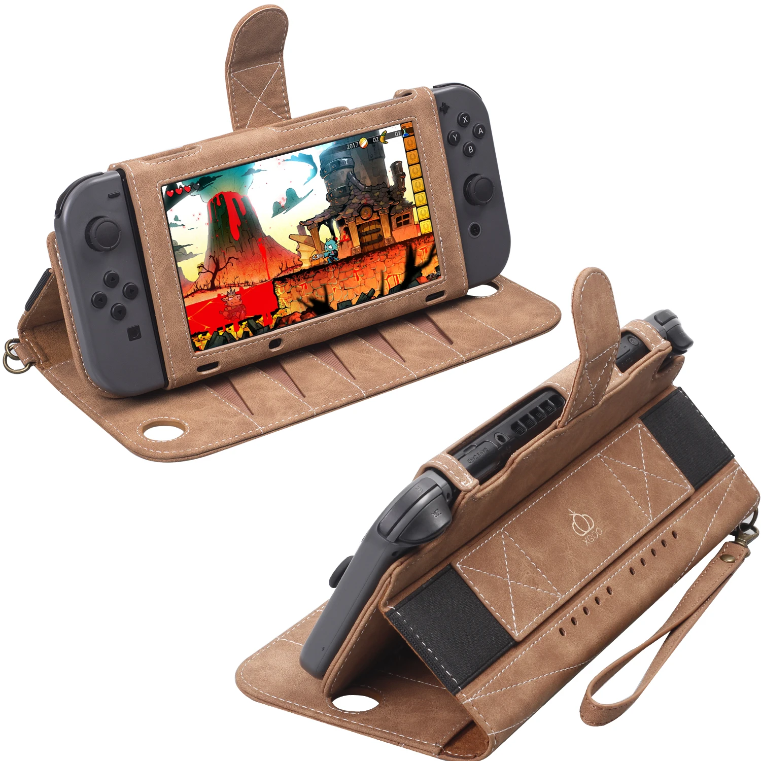 VNSTRIP винтажный складной PU черный/коричневый стоячий чехол-книжка для Nintendo Switch