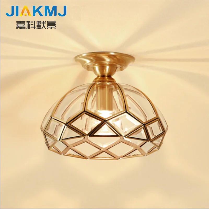

European-style copper small ceiling lamp balcony porch corridor aisle American simple copper bedroom small chandelier
