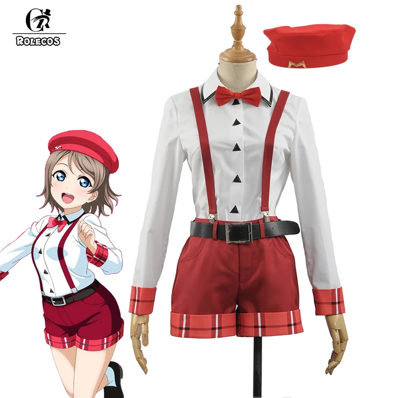 ROLECOS Аниме Любовь Live CYaRon Косплей Костюм Watanabe You косплей костюм девушка школьная