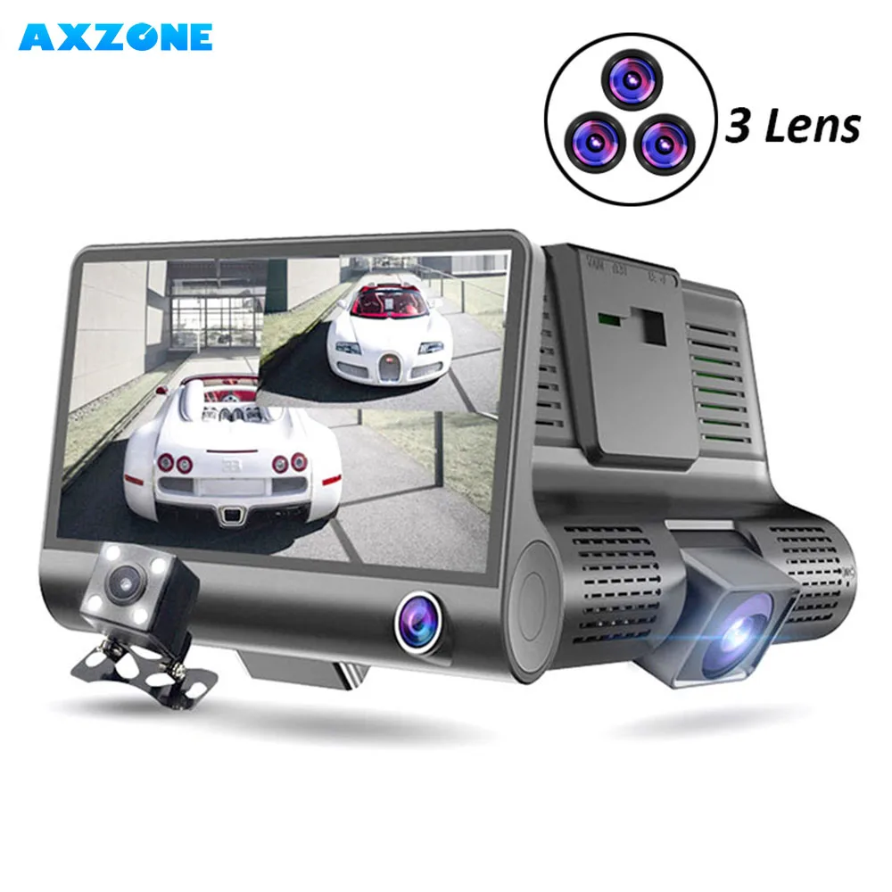 Автомобильный видеорегистратор AXZONE 3 камеры передний/внутренний/задний 4 0 дюйма