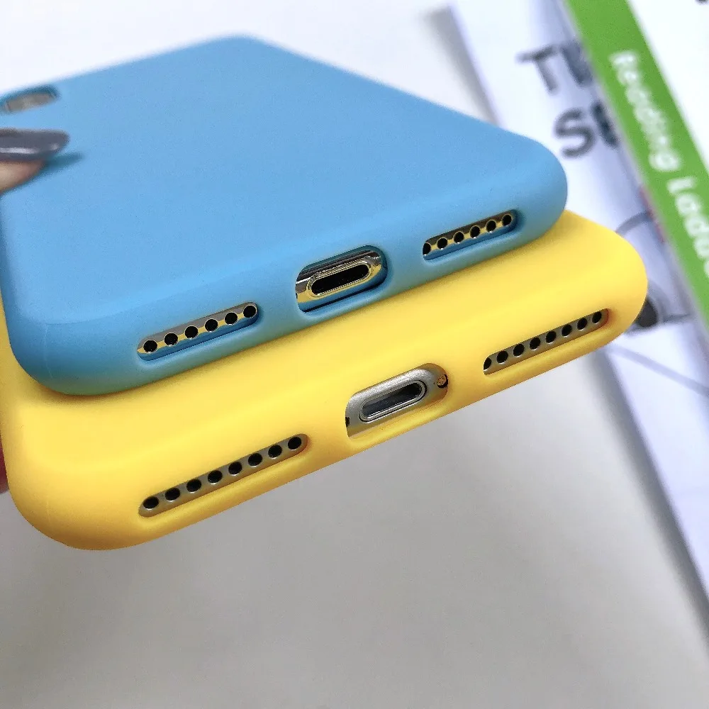 Мягкий матовый чехол ярких цветов для iPhone 11 Pro XR 6 6s Plus XS Max X 7 8 мобильный с одним