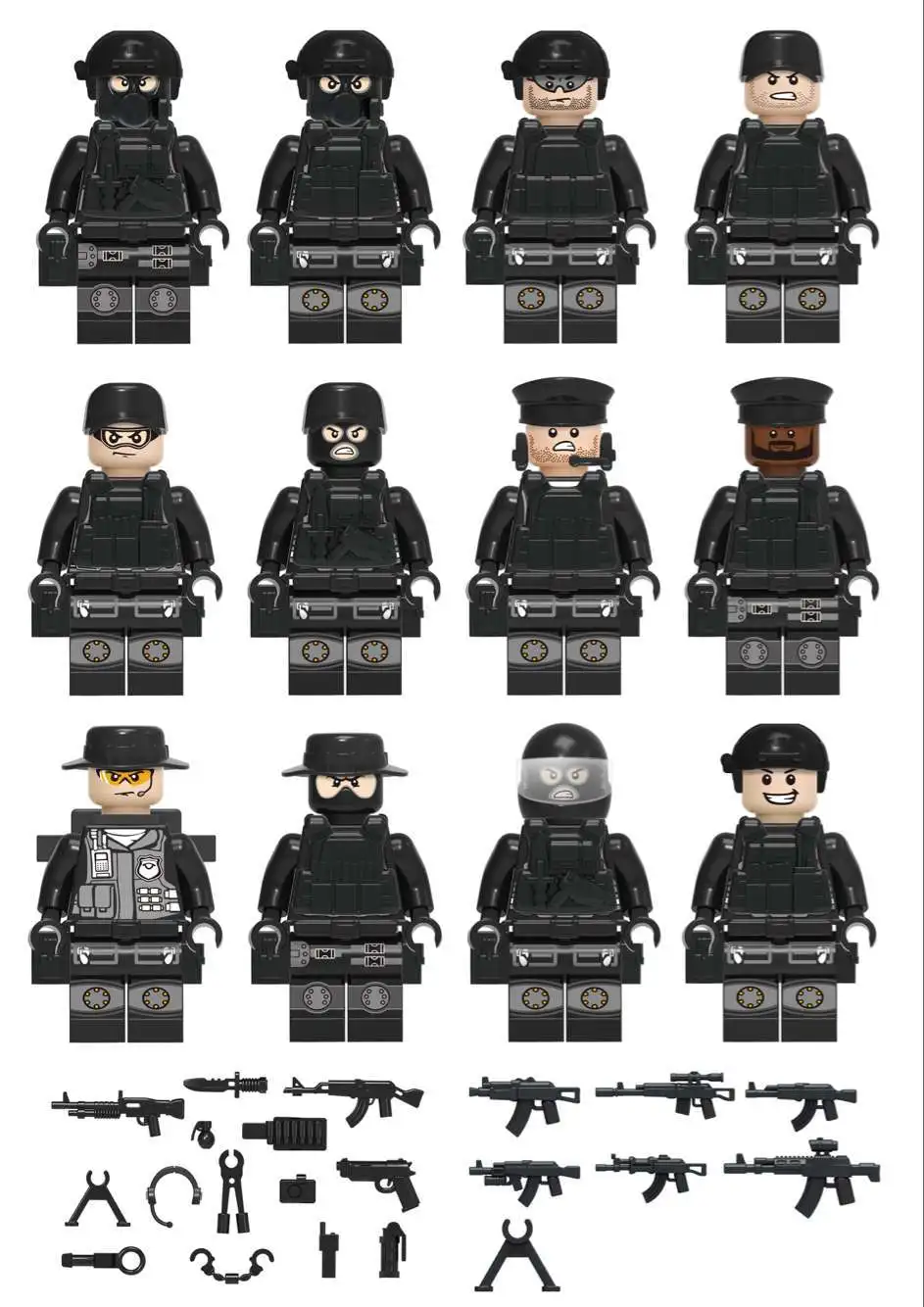 12pcs/lot Legoingly City Police Military SWAT Teams Figure Set With Weapon Building Blocks Brick Toys for Children | Игрушки и хобби