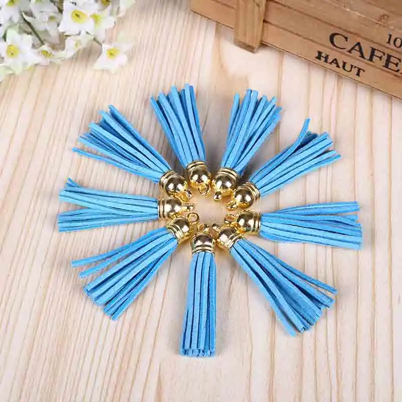 blue 12 шт./лот, замша, кожа, кисточка, шелк, бахрома, челка, цветок, кисточка, отделка, декоративные кисточки для штор, аксессуары для украшения дома - Цвет: blue