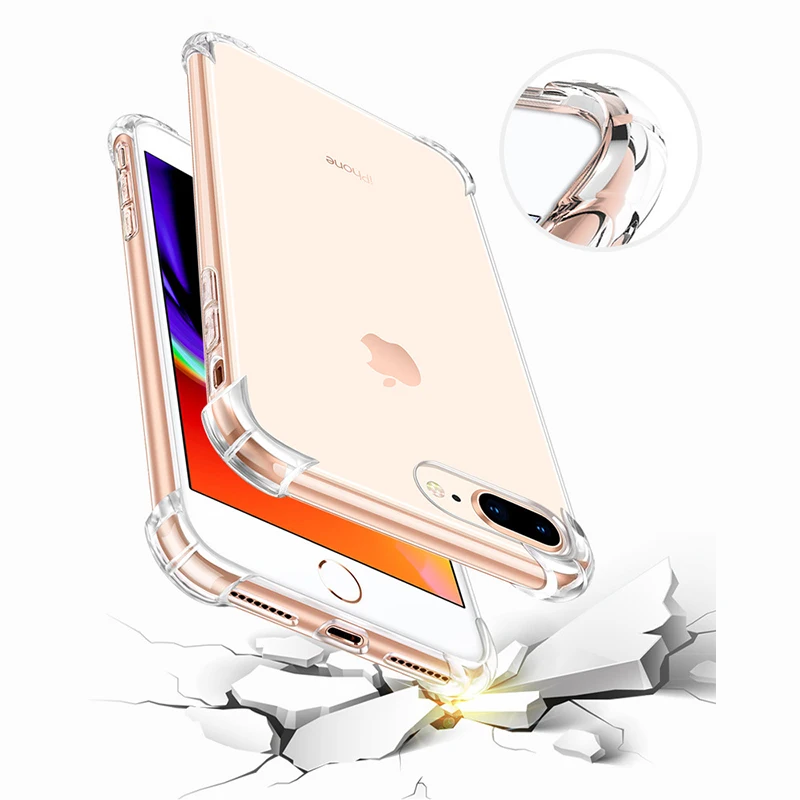Прозрачный мягкий силиконовый чехол для iPhone XS MAX XR 7 8 Plus ударопрочный из ТПУ 5 5S 6 6s|