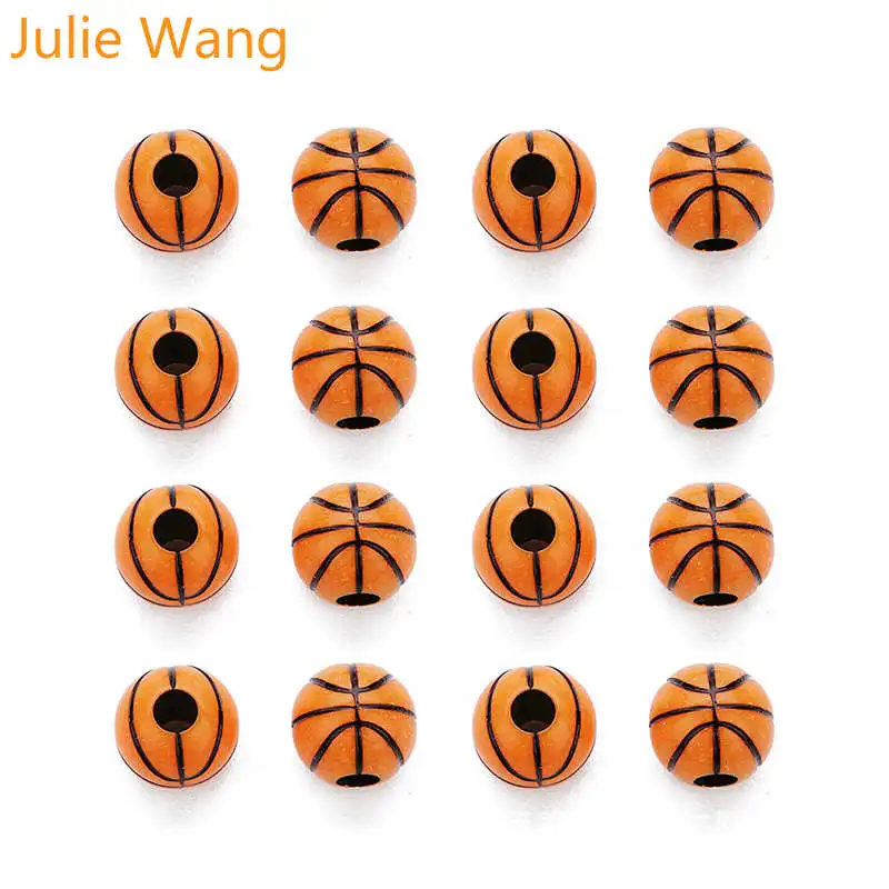 Julie Wang 50 шт. 12 мм акриловые Круглые бусины для баскетбола волейбола браслета