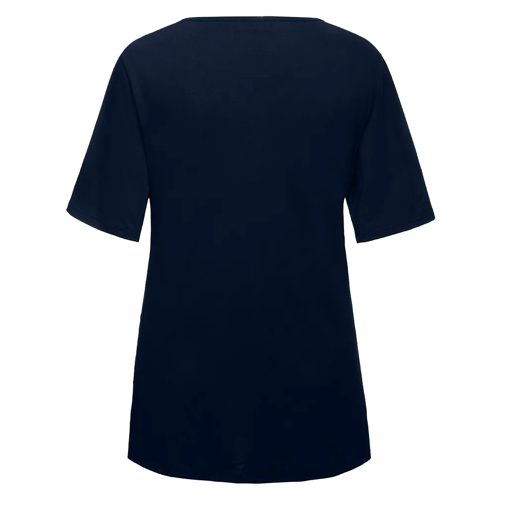 Женская футболка с коротким рукавом модная Однотонная v-образным вырезом и