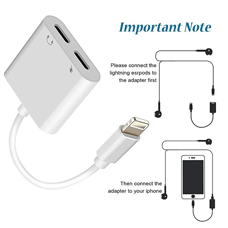 Allvcover 2 in 1 Charging Audio Adapter For iphone 7 8 plus X iOS 10 Charger Splitter Headphone Jack Cable Lightning | Мобильные