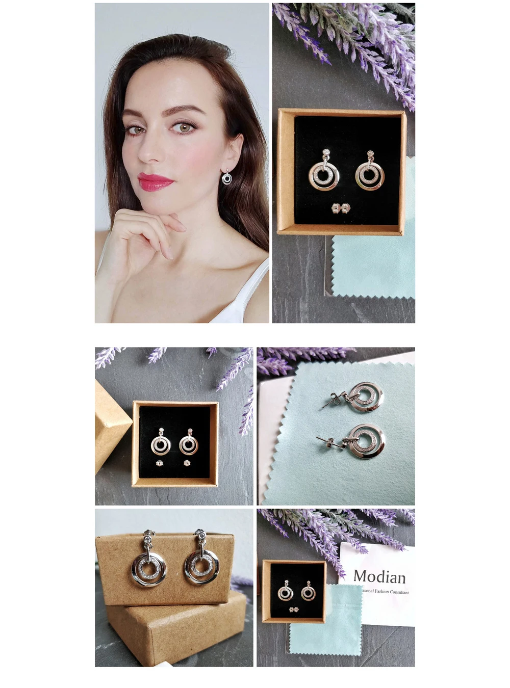 Modian,, настоящее 925 пробы, серебряные классические круглые серьги-гвоздики, прозрачные Cz Роскошные ювелирные изделия для женщин, рождественский подарок