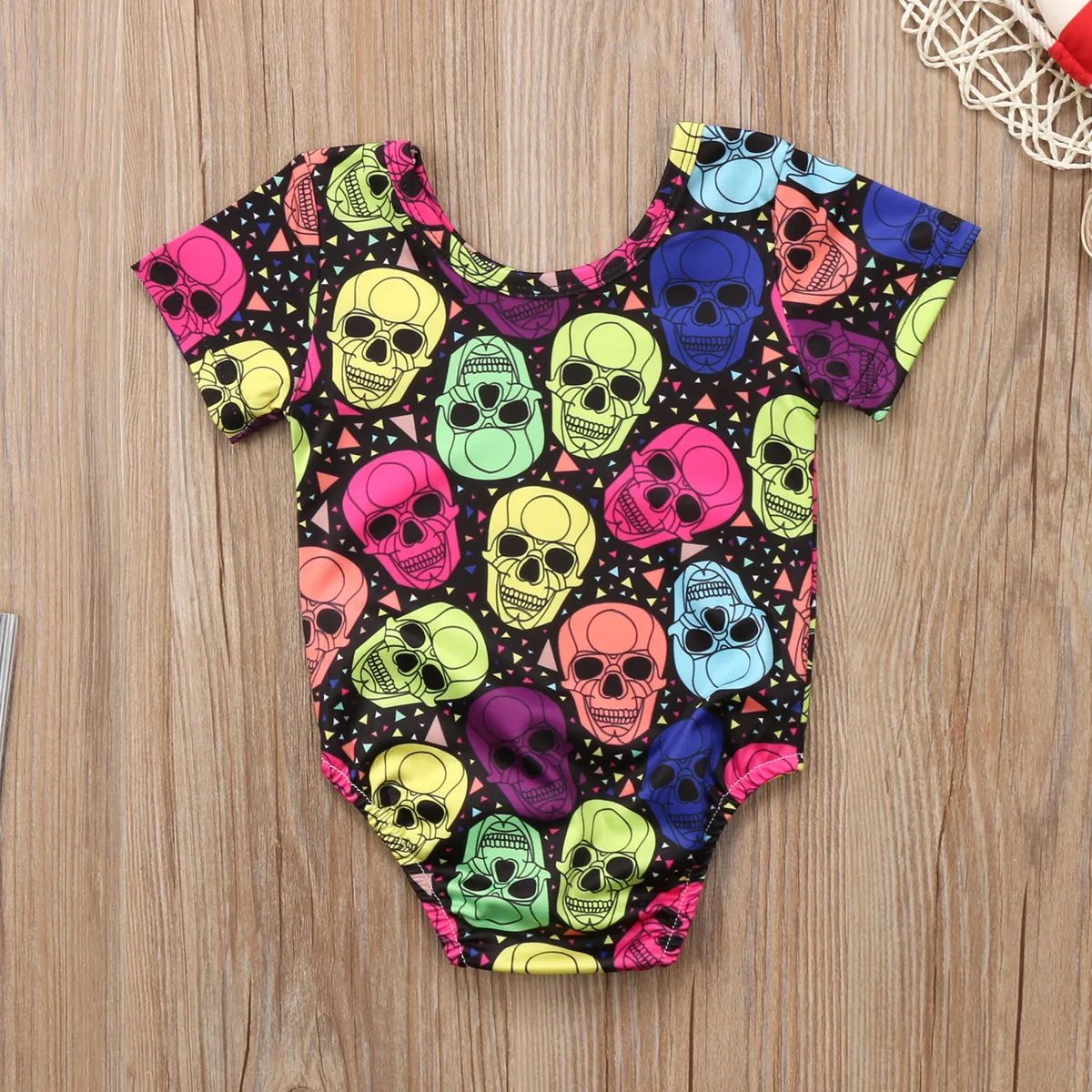 Newborn Baby Girls Boys Romper Skull Pattern Cartoon Jumpsuit Cotton Clothes Outfits Summer US Stock | Детская одежда и обувь
