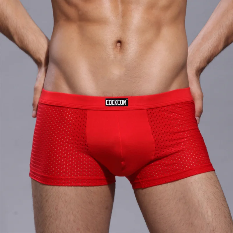 Cockcon мужские сетчатые боксеры шорты сексуальные ремни нижнее белье дышащая сетка