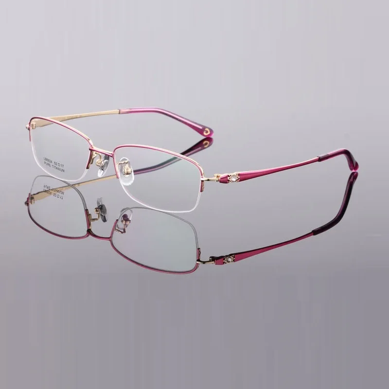 

W-138 Titanium Glasses Frames Women Ultra-light Half Rim Ladies Prescription Computer goggle Reading Glasses Eyewear Eyeglasses