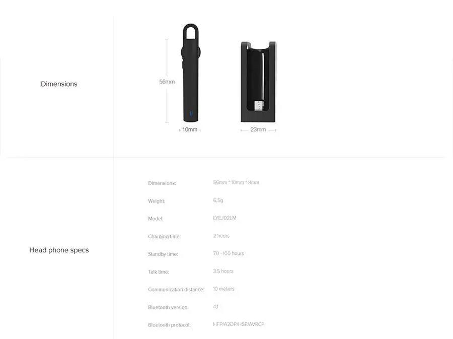 Xiaomi mi Bluetooth гарнитура беспроводной наушник Hands Free наушники с mi c и зарядная док-станция черный