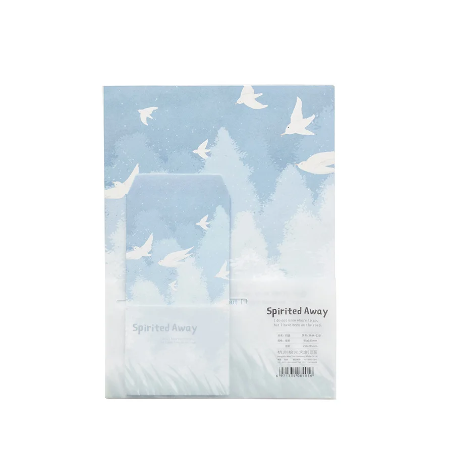 

9 Pcs/Set 3 Envelopes+6 Sheets Letter Paper Novelty Spirited Away Series Envelope Gift Stationery