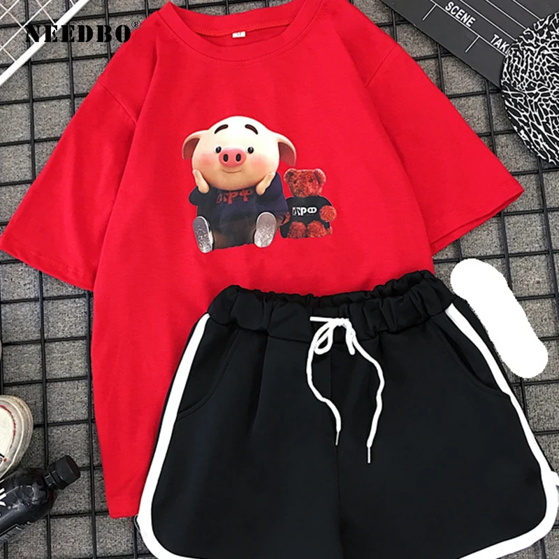 Женский спортивный костюм для бега из двух предметов футболка и шорты|Футболки| |