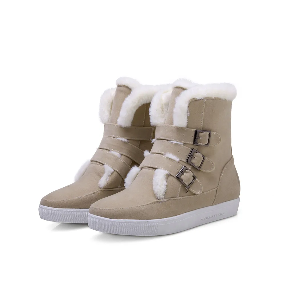 

ASUMER black gray beige fahsion new arrive women boots round toe buckle flock ladies boots height increasing ankle boots