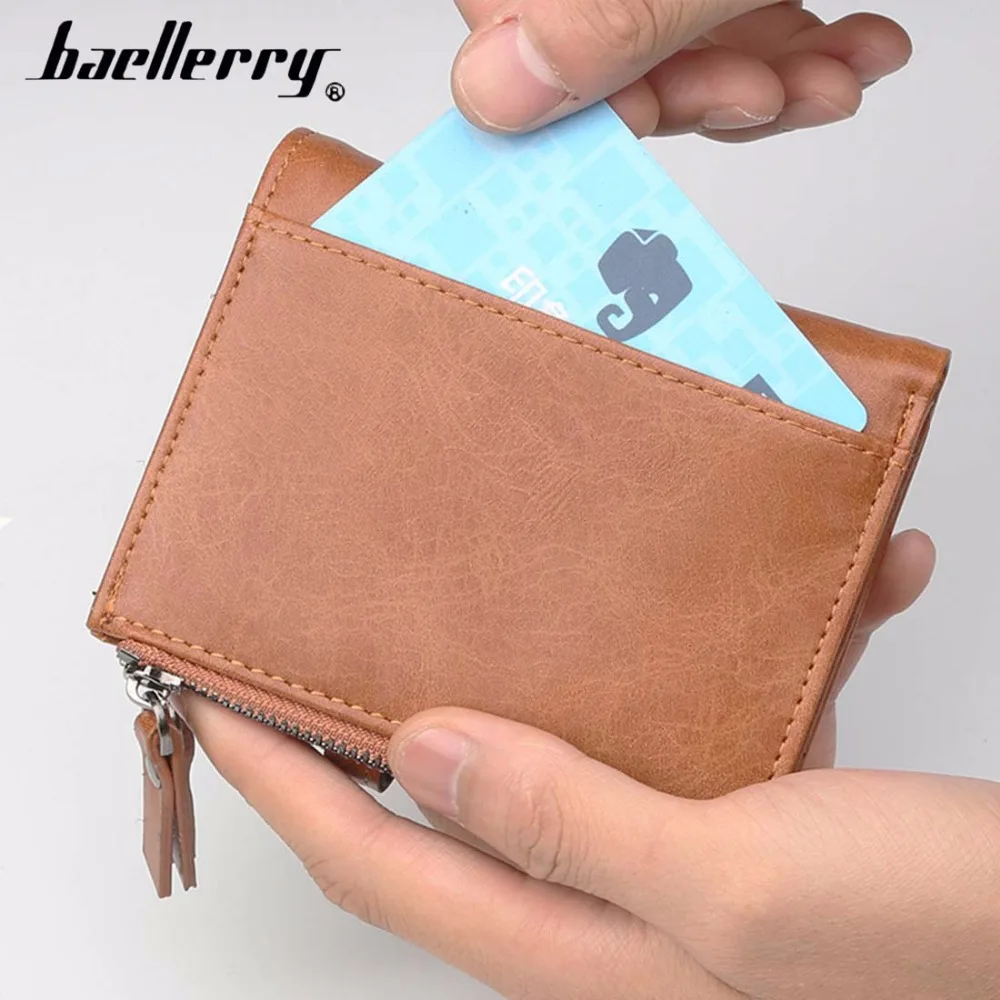 Мужские кошельки baellerry с двойной молнией из искусственной кожи отделением для