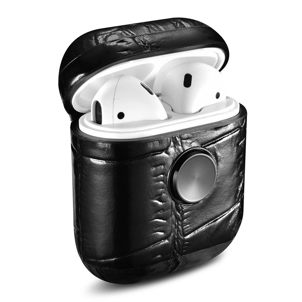 Чехол icarer из натуральной кожи с крокодиловым верхом для Apple AirPods чехол гироскопом