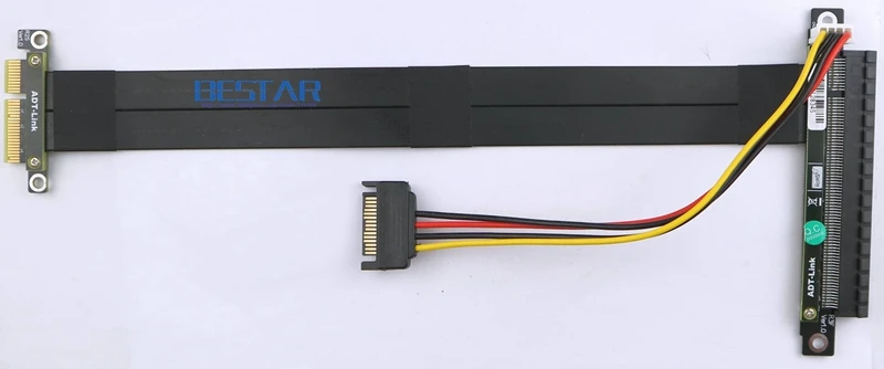 Кабель удлинитель BTM для графической карты майнинга PCIe 3 0 16x до 4x PCI E 25 см без