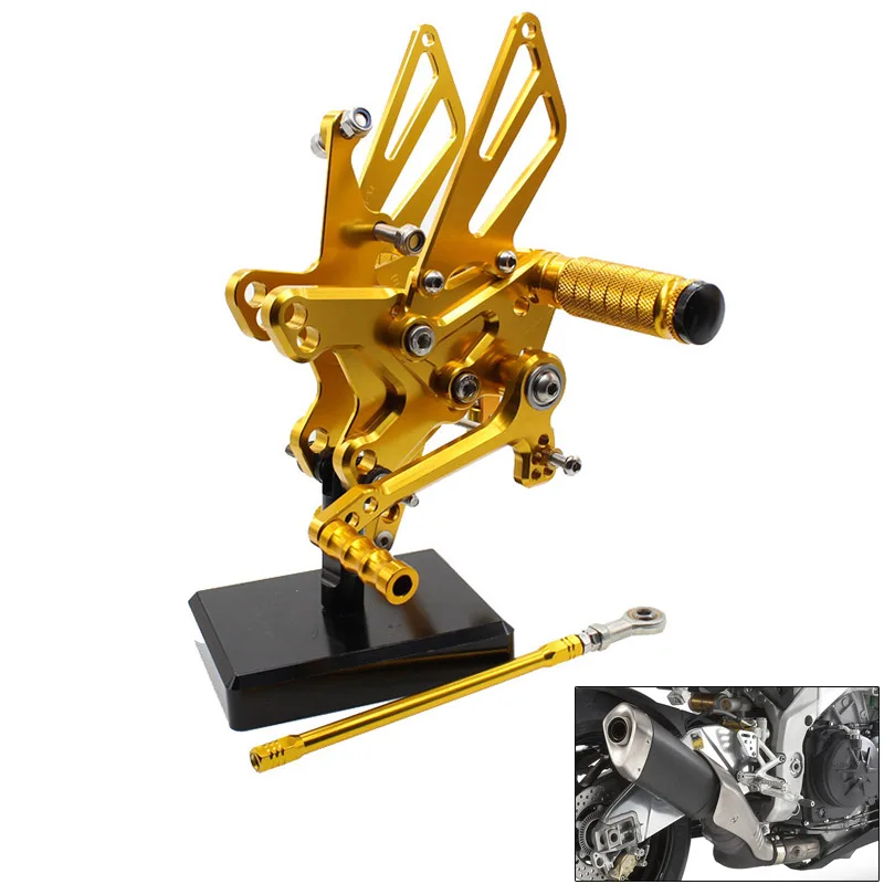 

CNC Aluminum Motorcycle Rear Adjustable Rear Sets Set Footrests For Kawasaki ZX10R ZX 10R 2011-2016 2012 2013 14 15