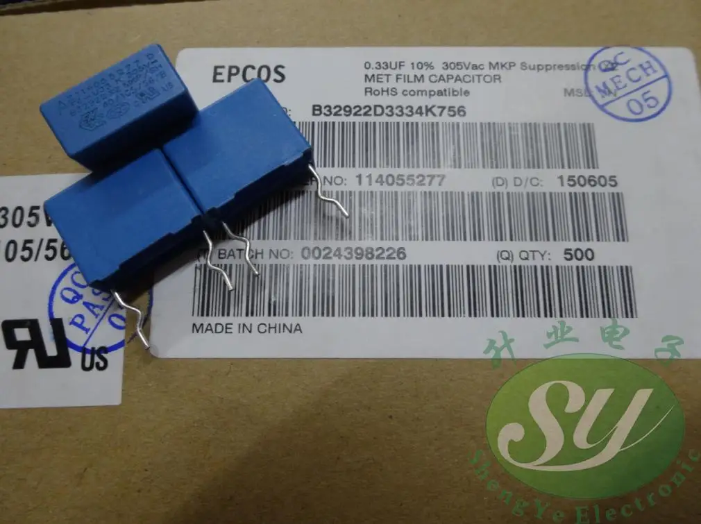 

2019 hot sale 10pcs/30pcs EPCOS 0.33uf/305vAC 330nf u33 334 new 15m film capacitor B32922D3334K free shipping