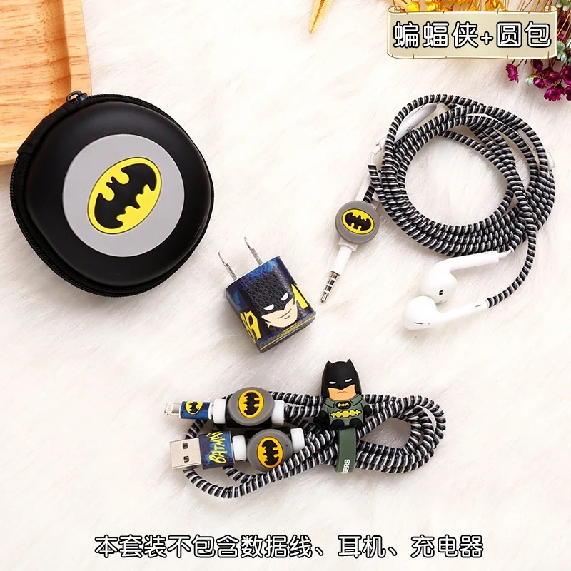 Для iphone 5, 6, 6s, 7, 8, чехол для наушников, мультяшный USB кабель, защита для наушников, набор с кабелем, Стикеры для намотки, защита спирального шнура
