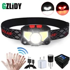 Суперъяркий светодиодный налобный фонарь со встроенным индуктивным датчиком, перезаряжаемый светодиодный налобный фонарь с USB-кабелем для зарядки для бега, рыбалки и т. д.