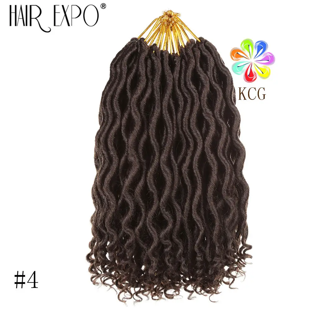 #4 Волосы EXpo City 12 ''богиня Faux locs Curly концы короткие волнистые синтетические волосы для наращивания крючком косы 12 прядей/упаковка черный Afros - Цвет: #4