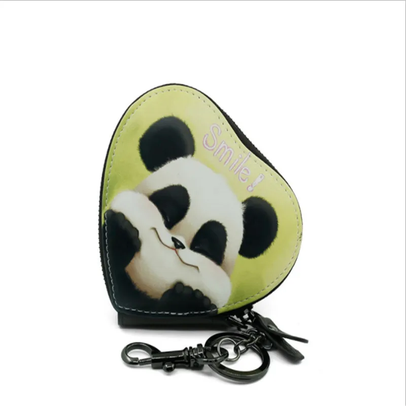 Мультяшные Животные Печать в форме сердца цепи Кошельки Держатели для монет